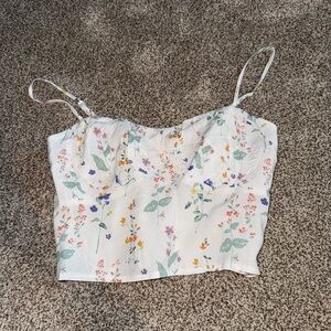La Hearts Pink White Camisole Crop Top
